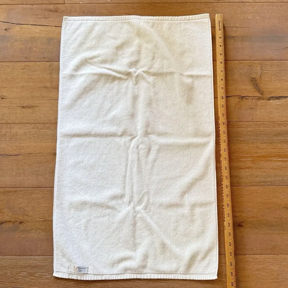Vintage 70s MARTEX Retro Terrycloth Velour Hand Towel Green Gold Hibiscus Floral